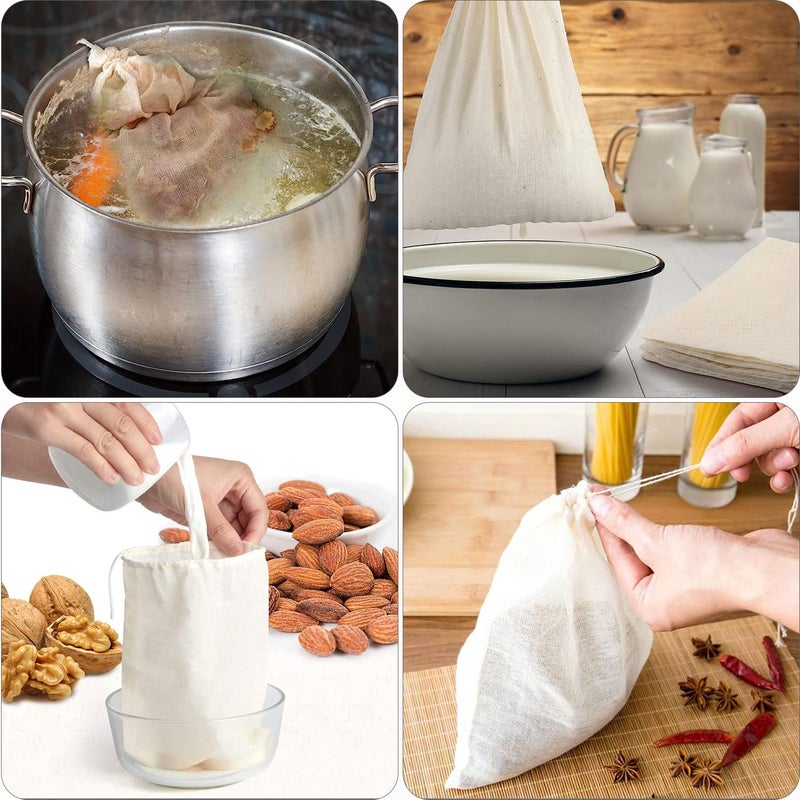 MyLifeUNIT Soup Bag, Cotton Mesh Bag for Large Size 10" x 12", Set of 4 - Image 3
